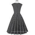 Grace Karin Stock sem mangas V-Neck Polka Dots Pattern Cotton Retro Vintage Party Dress CL007600-6